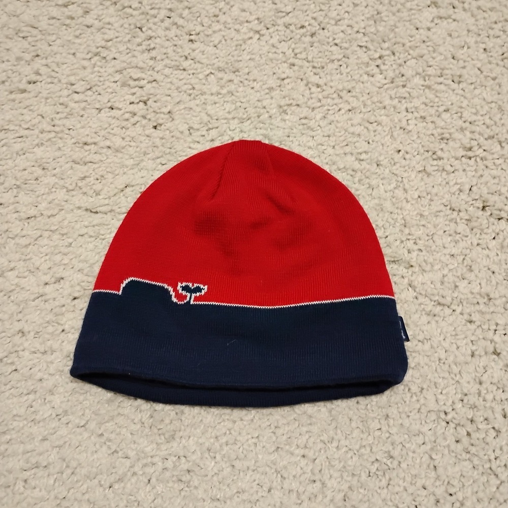 Vineyard Vines Hat Cap Mens Blue Red Beanie Skull Wool Cap Hat Ski Hiking Casual